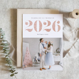 2025 års Faux Ro Glitter Modern Gott nytt år Helgkort