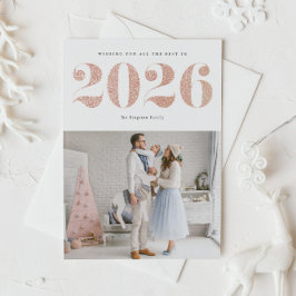 2025 års Faux Ro Glitter Modern Gott nytt år Julkort