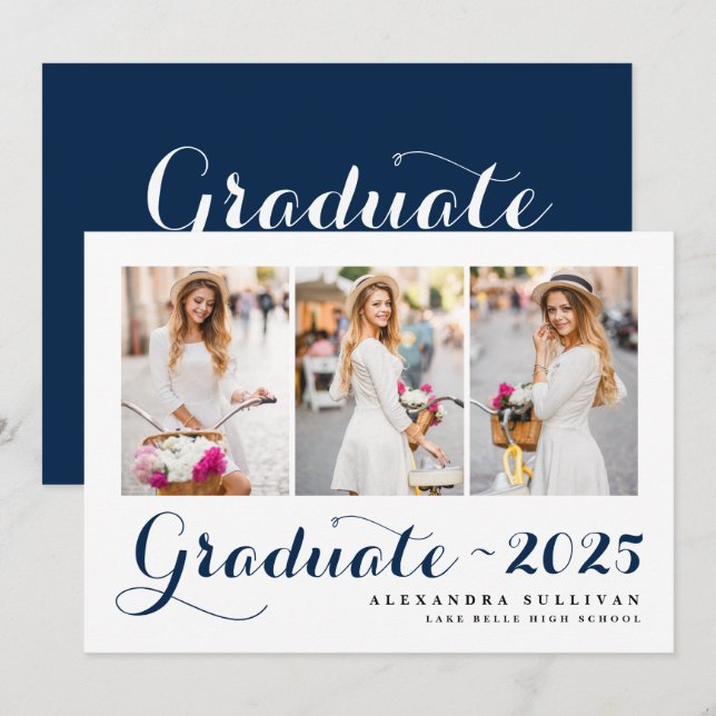 2025 års foto Collage Studenten Inbjudningar (Fram/baksida)