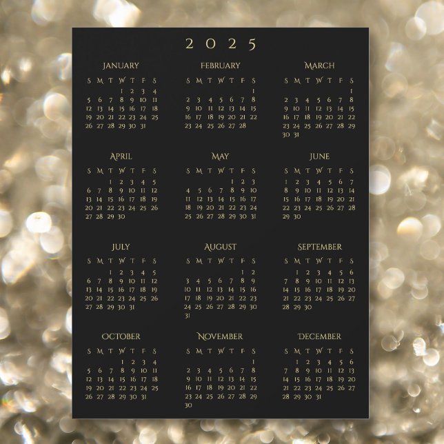 2025 års Fullt Svarta Guld-kalendermagnet (2025 Full Year Black Gold Yearly Calendar Magnet)