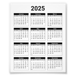 2025 års glanskalender för utvidgningen fototryck