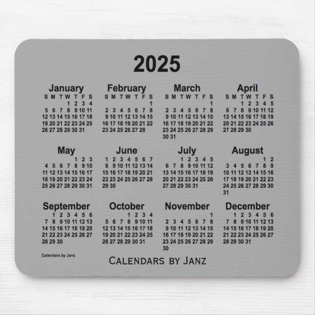 2025 års Grått-kalender för batteri av Janz Mouse  Musmatta (Framsidan)