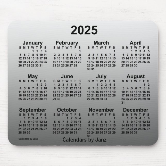 2025 års inmatade vita kalender av Janz Mouse Pad Musmatta (Framsidan)