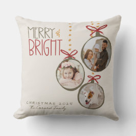 2025 års jullkort för foto-familjen Julafton Party Kudde