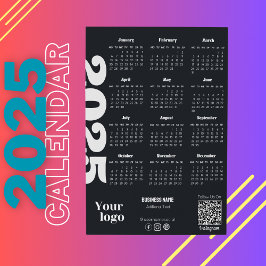 2025 års kalender Black and White Corporate Inbjudningar