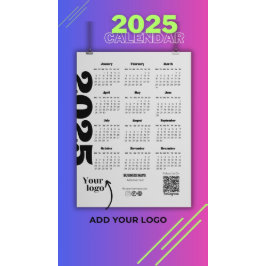 2025 års kalender Black and White Corporate Magnetisk Inbjudningskort