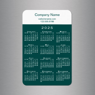 2025 års kalender Company Namn Teal White Magnet