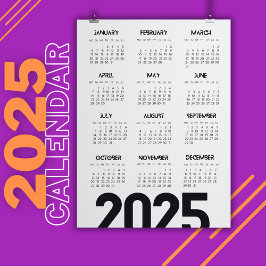 2025 års kalender - Elegant vit Magnetisk Inbjudningskort