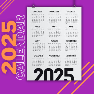 2025 års kalender - Elegant vit Magnetisk Inbjudningskort