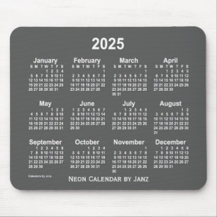 2025 års kalender för Neon Charcol från Janz Musmatta