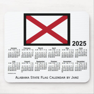 2025 års kalender i Alabama Statlig flagga av Janz Musmatta