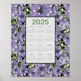 2025 års kalender i Lila blommor Poster