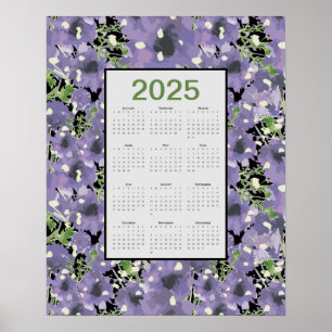 2025 års kalender i Lila blommor Poster