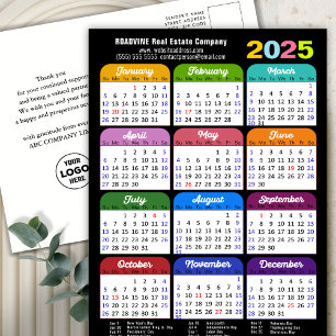 2025 års kalender - minimalistiskt svart företag - helg vykort