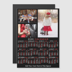 2025-års kalender - svart Personlig - foto Magnetisk Inbjudningskort
