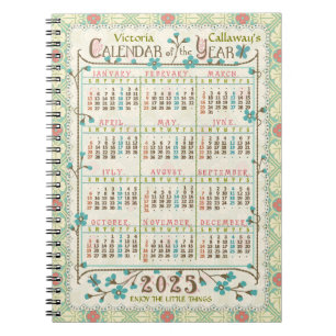 2025 Års Kalender Victorian Art Nouveau   Anpassad Anteckningsbok