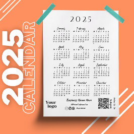 2025-års kalender, vit typbild magnetisk inbjudningskort