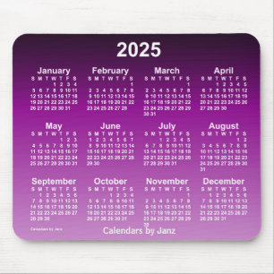 2025 års Lila Neon Calendar av Janz Mouse Pad Musmatta