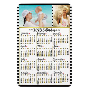 2025 Års Månatliga Kalender Ränder Anpassade Bil Magnet