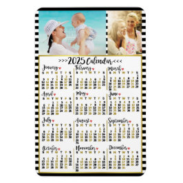 2025 Års Månatliga Kalender Ränder | Egna Bilder Magnet