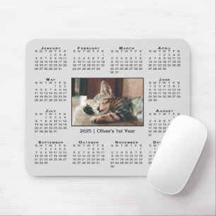 2025 års moderna kalender Ditt foto Namn på Grått Musmatta