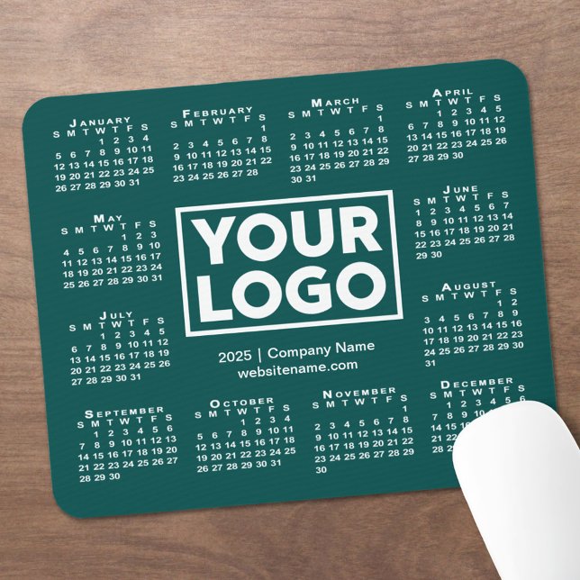 2025 års moderna Logotyp i kalendern - blå Grönt Musmatta (Modern 2025 Calendar Business Logo Blue-Green Mouse Pad in situ)