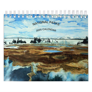 2025 ÅRS NATIONELLA PARKER VATTENKOLORS KALENDER
