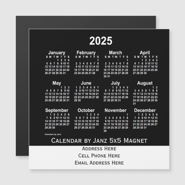 2025 års Neon White Business Calendar av Janz (Fram/baksida)