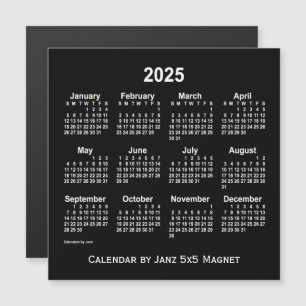2025 års Neon White Calendar från Janz 5x5 Magnet