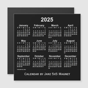 2025 års Neon White Calendar från Janz 5x5 Magnet