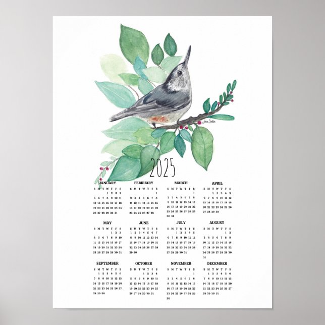 2025 års nuthatch on Gren Poster kalender (Framsidan)