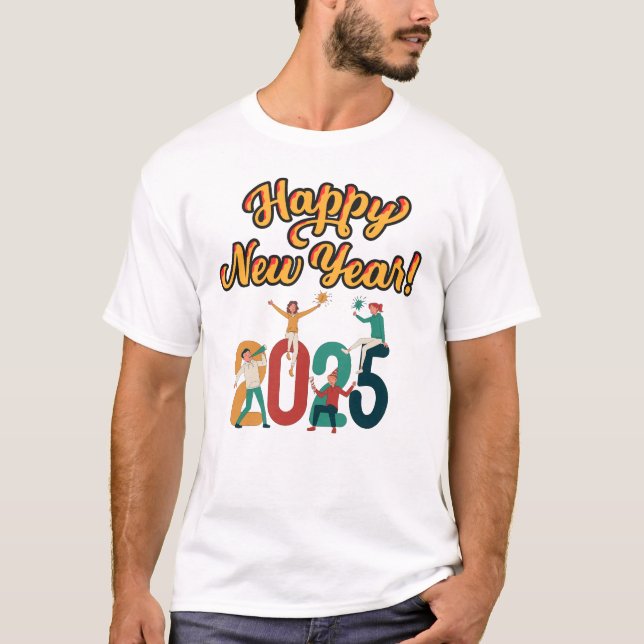 "2025 års nyårsaftfartyg Firande - T Shirt (Framsida)