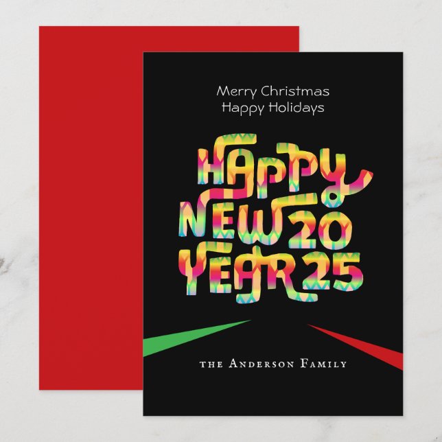 2025 års Personlig för nyårsinbjudningar till jul Julkort (Fram/baksida)