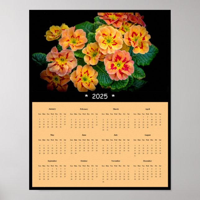 2025 års Poster av Vår blommor väggkalender (Framsidan)