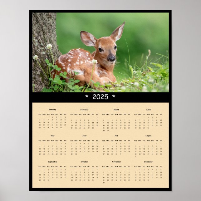 2025 års Poster kalender för den vita dolda Hjorte (Framsidan)