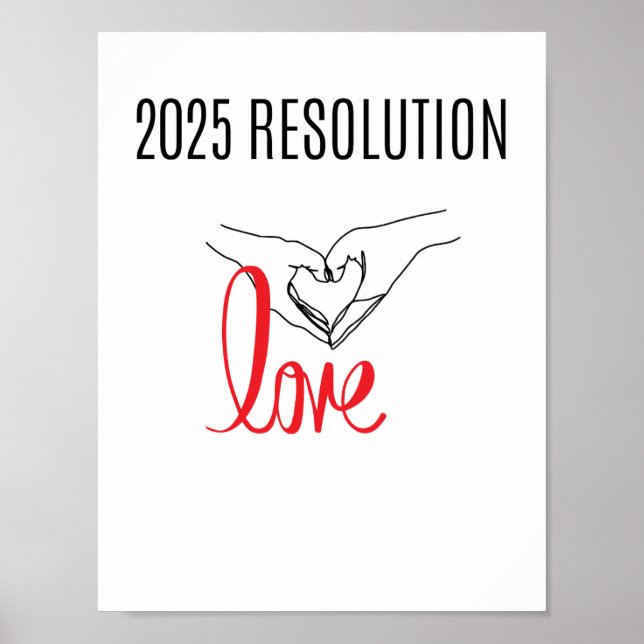 2025 års resolution KÄRLEK 2 händer Poster hjärtat (Framsidan)