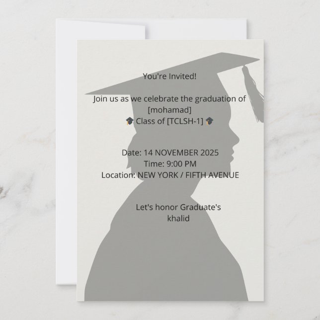 2025 års studentkort inbjudningar (Baksida)