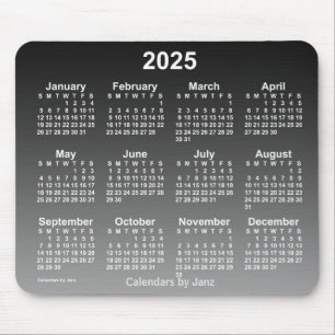 2025 års svarta kalender i Janz Mouse Pad Musmatta