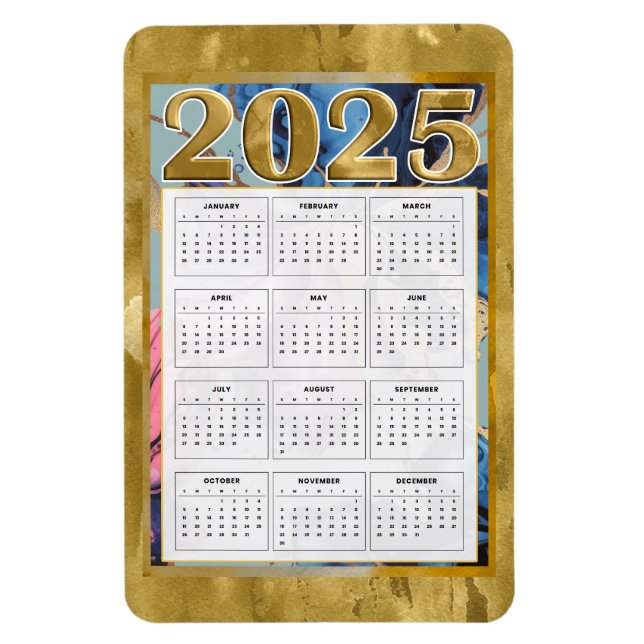 2025 års tid i en snabbkalender - nytt år magnet (Vertikal)