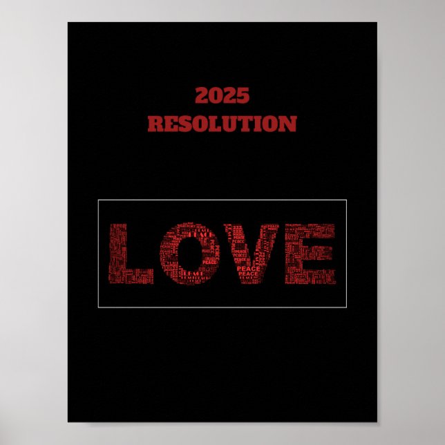 2025 års uppgörelse KÄRLEK Modern red design Poste Poster (Framsidan)