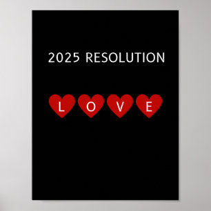 2025 års uppgörelse KÄRLEK Red Hjärts konst Poster