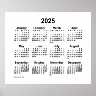 2025 års vita kalender från Janz Print Poster