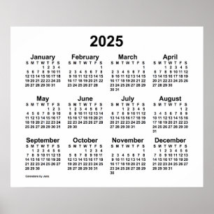 2025 års vitvägskalender av Janz Poster