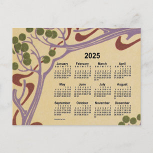 2025 Art nouveau Mini Calendar av Janz Helg Vykort