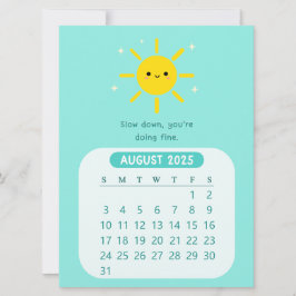 2025 Augusti Månatlig Kawaii Motiverande Kalender Inbjudningar
