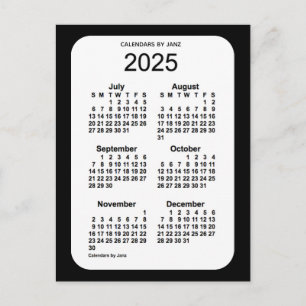 2025 Black 6 Month Mini Calendar från Janz Vykort