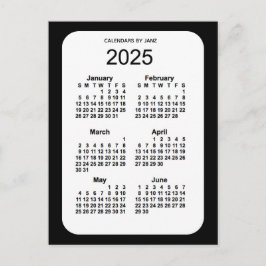 2025 Black 6 Month Mini Calendar från Janz Vykort