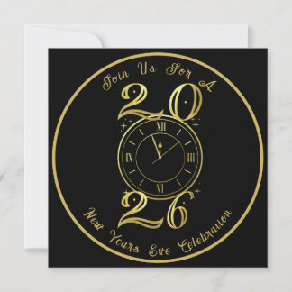 2025 Black Gold New Years Party Invitation Spara Datumet