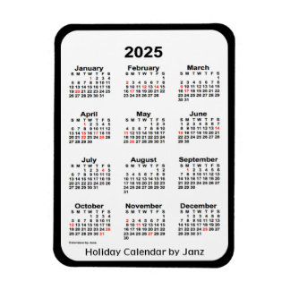 2025 Black Helgdag Calendar av Janz Magnet