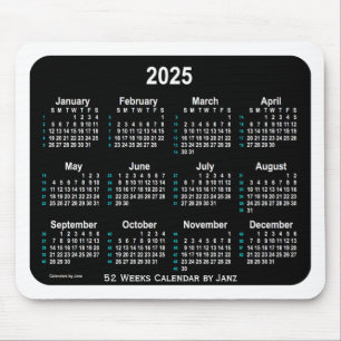 2025 Black Neon 52 Weeks kalender från Janz Musmatta